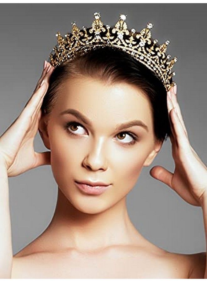 Cocide Gold Tiara And Crown For Women Birthday Headband For Girls Crystal Queen Crown Hair Accessories For Bride Party Bridesmaids Bridal Prom Halloween Costume Cosplay Christmas Gifts (Dark Gold) - Image 5