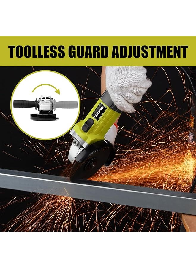DEWINNER - Angle Grinder Corded Cutting Grinding Polishing With Disc Side Handle 850 W 220 240 V Cutter Adjustable Pin 115Mm+ 6 Discs - Image 1