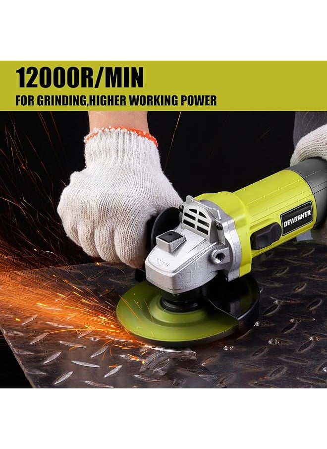 DEWINNER - Angle Grinder Corded Cutting Grinding Polishing With Disc Side Handle 850 W 220 240 V Cutter Adjustable Pin 115Mm+ 6 Discs - Image 1