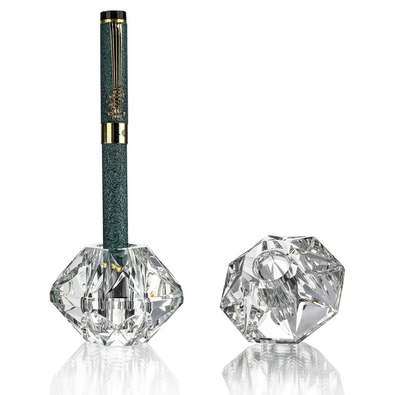 QFkris 2-Packs Crystal Fountain Pen Stand Glass Feather Pen Holder 2.2" Crystal Pen & Pencil Holder Base for Office Desk Desktop Decoration Toothbrush Stand Gift for Students Teachers(2.2inch) - Image 1