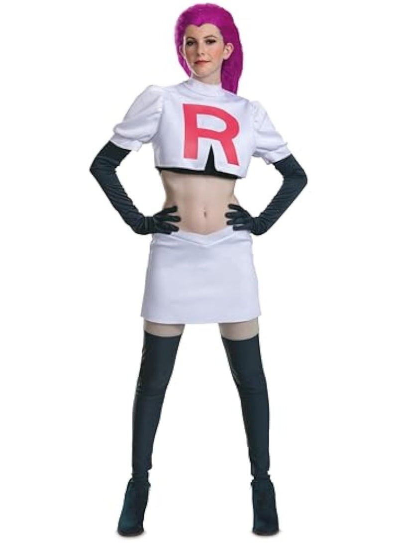 5 Piece Set Pokemon Disguise Team Rocket Jesse Costume Team Rocket Monster Trainer Cosplay Halloween Costume for Girls and Womens - Image 1