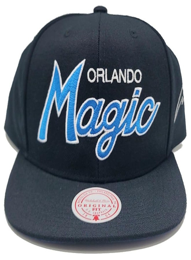 Mitchell & Ness Orlando Magic New Retro Script Black Blue Era Snapback Hat Cap - Image 3