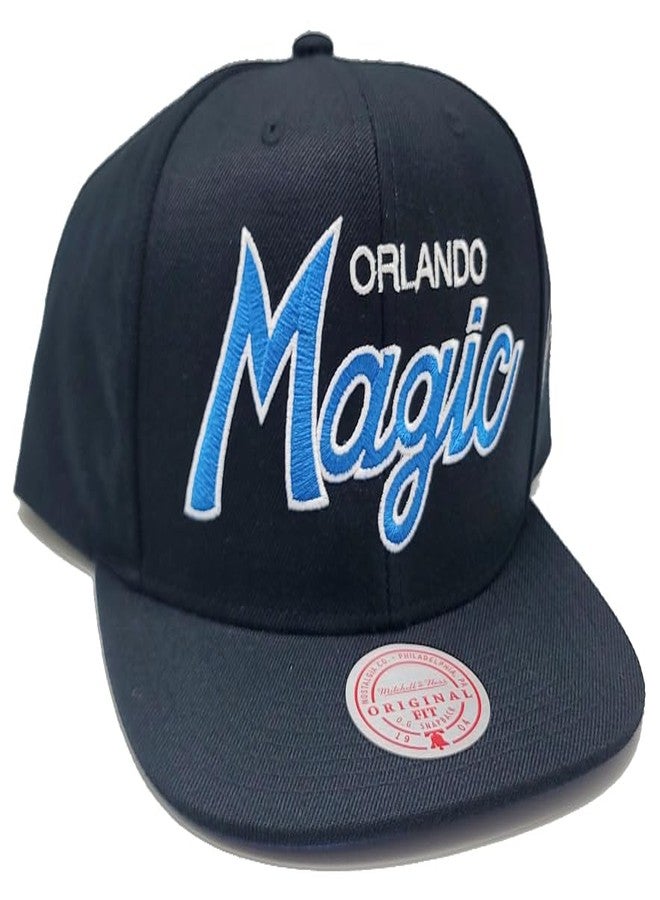 Mitchell & Ness Orlando Magic New Retro Script Black Blue Era Snapback Hat Cap - Image 4