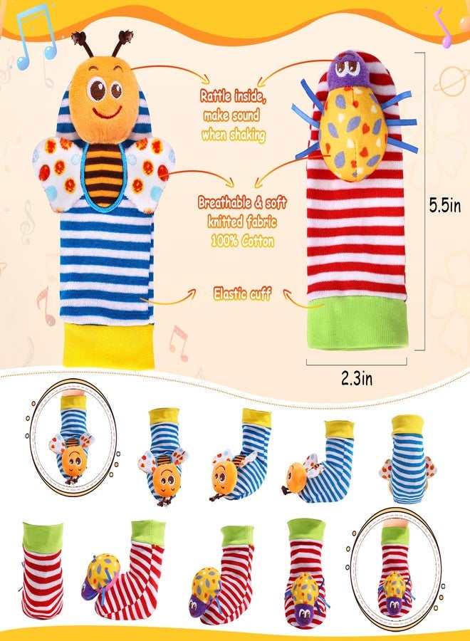 PADONISE Baby Wrist Rattle Socks and Foot Finder Set Baby Rattles Toys for 0-12 Month, Infant Girl Boy Toys for Babies 3-6 Months, Newborn Hand & Foot Toys for 0 to 9 Months, Baby Easter Gifts - Image 3