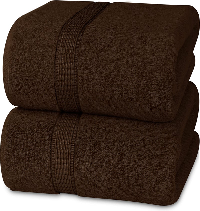 Utopia Towels Utopia Towels - Luxurious Jumbo Bath Sheet 2 Piece - 600 GSM (35X70 Inches) 100% Ring Spun Cotton - Highly Absorbent and Quick Dry Extra Large Bath Towel - Super Soft Hotel Quality Towel (Dark Brown)  - Image 1