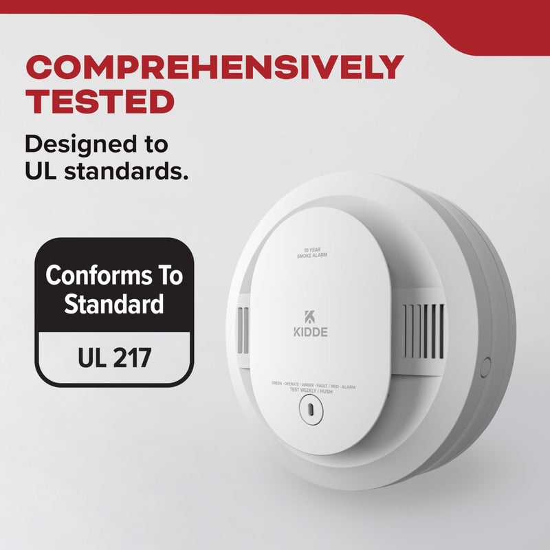 Kidde Smoke Detector, 10-Year Battery Powered, LED Warning Light Indicators, 3-Pack - Image 5