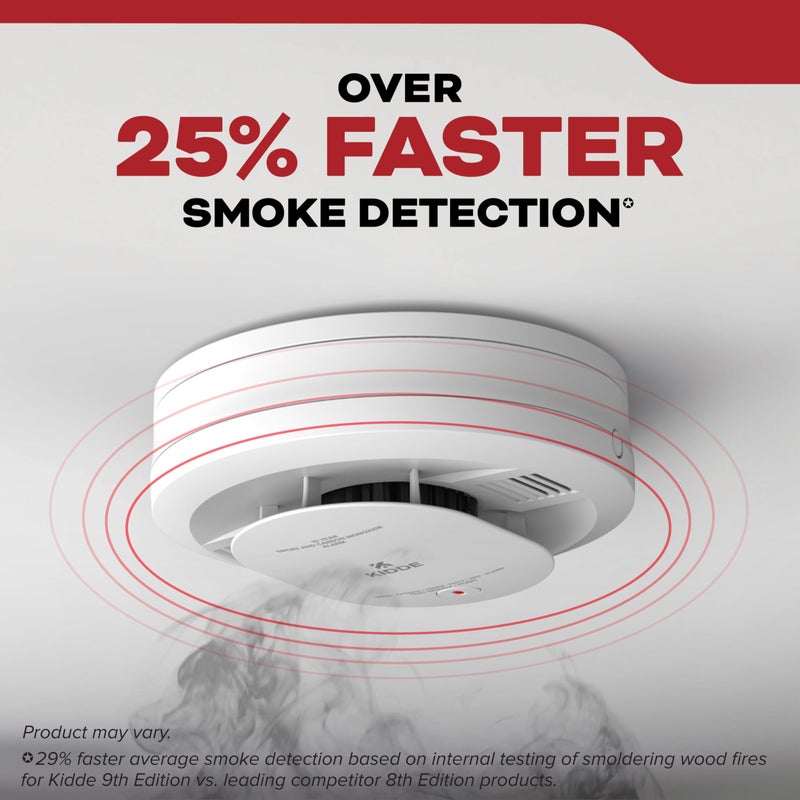 Kidde Smoke Detector, 10-Year Battery Powered, LED Warning Light Indicators, 3-Pack - Image 3