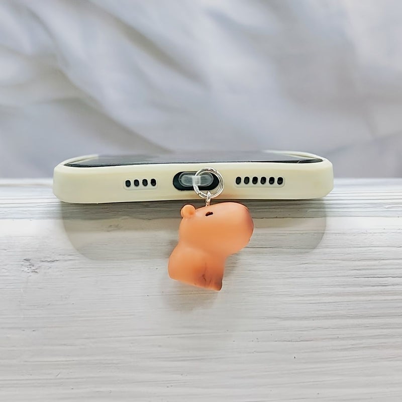 DIY Resin Cute Capybara Pendant Phone Hole Dust Plug for 5-14 Pro Max - Image 4