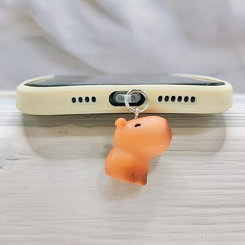 DIY Resin Cute Capybara Pendant Phone Hole Dust Plug for 5-14 Pro Max - Image 3