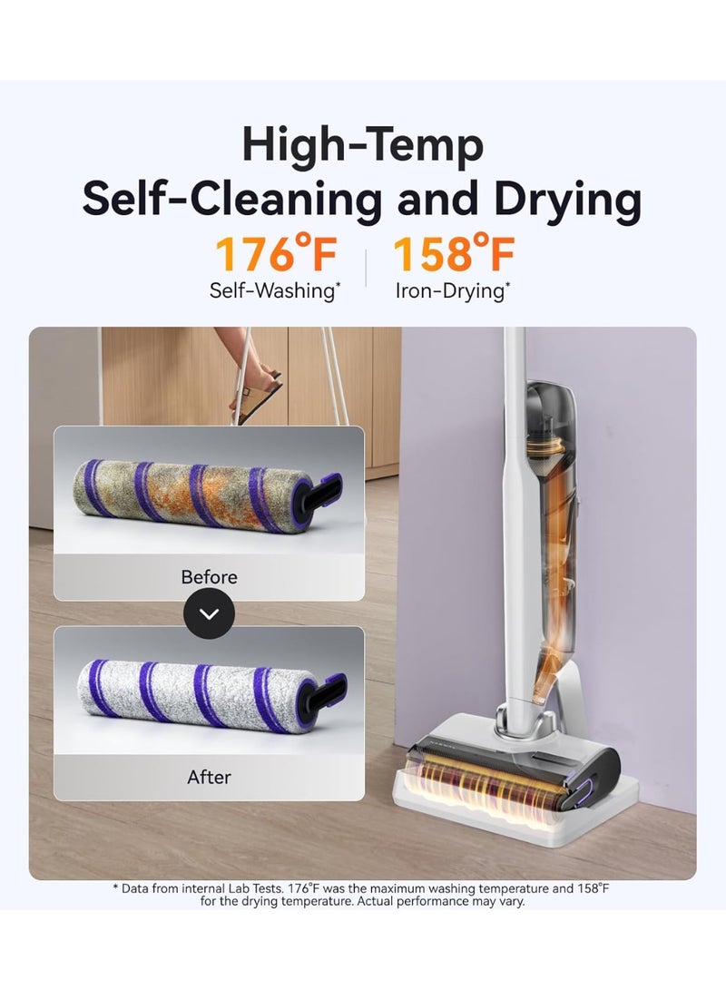 NARWAL مكنسة كهربائية رطبة وجافة S30 بقوة شفط 20000Pa، تنظيف ذاتي عند 176°F، تجفيف مسخن، كيس نفايات قابل للتخلص، خالية من التشابك، مكنسة ممسحة لاسلكية للأرضيات الصلبة وتنظيف الحواف، سهلة الاستخدام - Image 4