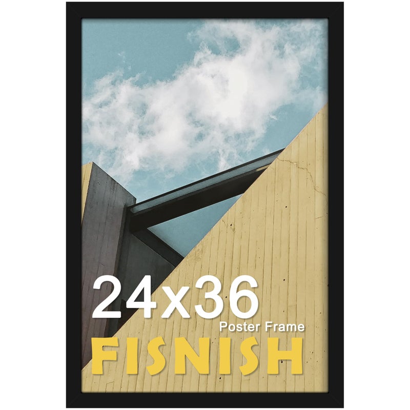 Fisnish 24x36 Poster Frame Black Poster Frames 24 x 36 inches or 24x36 Picture Frames with HD Plexiglass Durable and Scratchproof for Horizontal or Vertical Wall Mounting 1 Pack