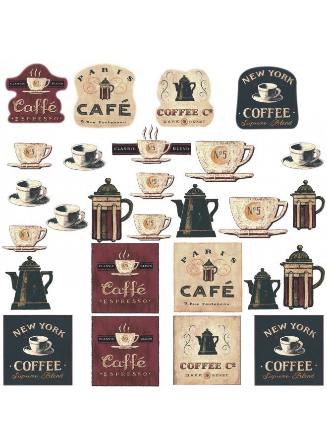 RoomMates RMK1254SCS Coffee House Peel and Stick Wall Decals 10 inch x 18 inch - Image 2