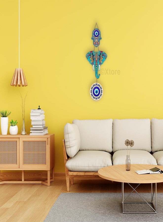 Xtore Decorative Wall Art MDF Wooden Hanger for Living Room | Bedroom | Office | Kitchen | Evil Eye | Nazar Raksha | Modern Art - Pack of 1 - Image 2