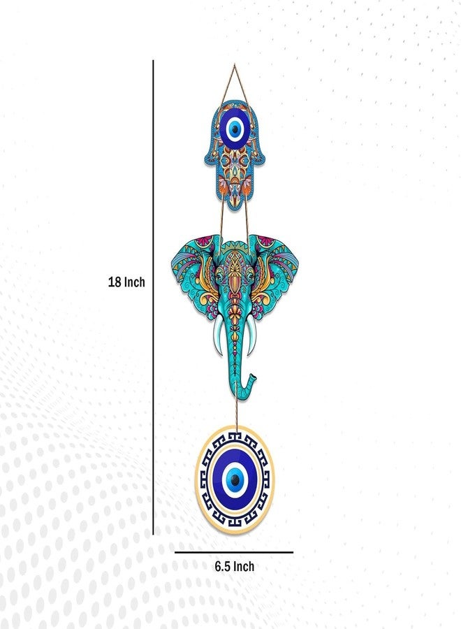 Xtore Decorative Wall Art MDF Wooden Hanger for Living Room | Bedroom | Office | Kitchen | Evil Eye | Nazar Raksha | Modern Art - Pack of 1 - Image 4