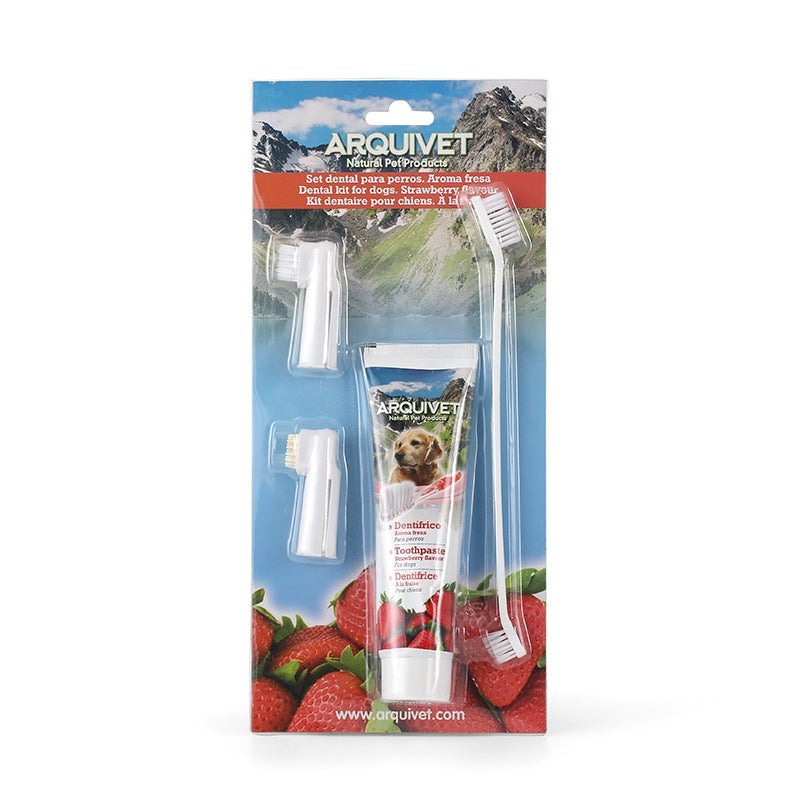 Generic Arquivet Pet Dental Care Set for Fresh Breath Strawberry (100g) + with brush head 