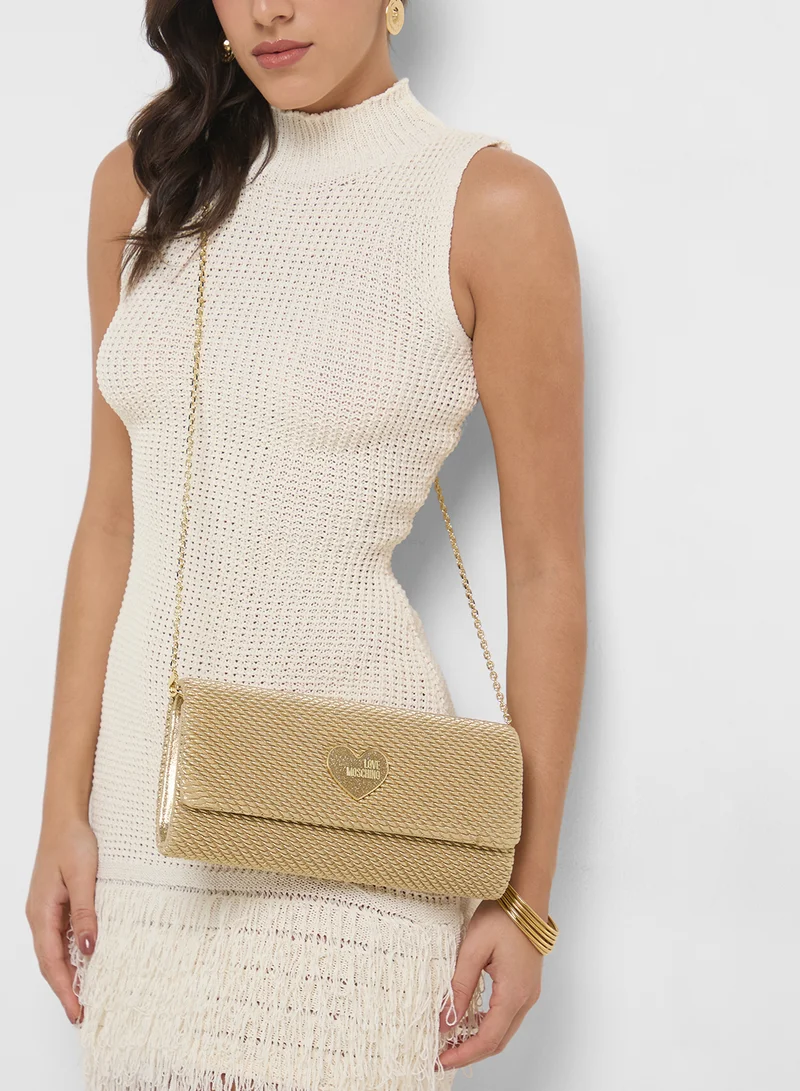 Love Moschino Chain Detailed Flap Over Crossbody