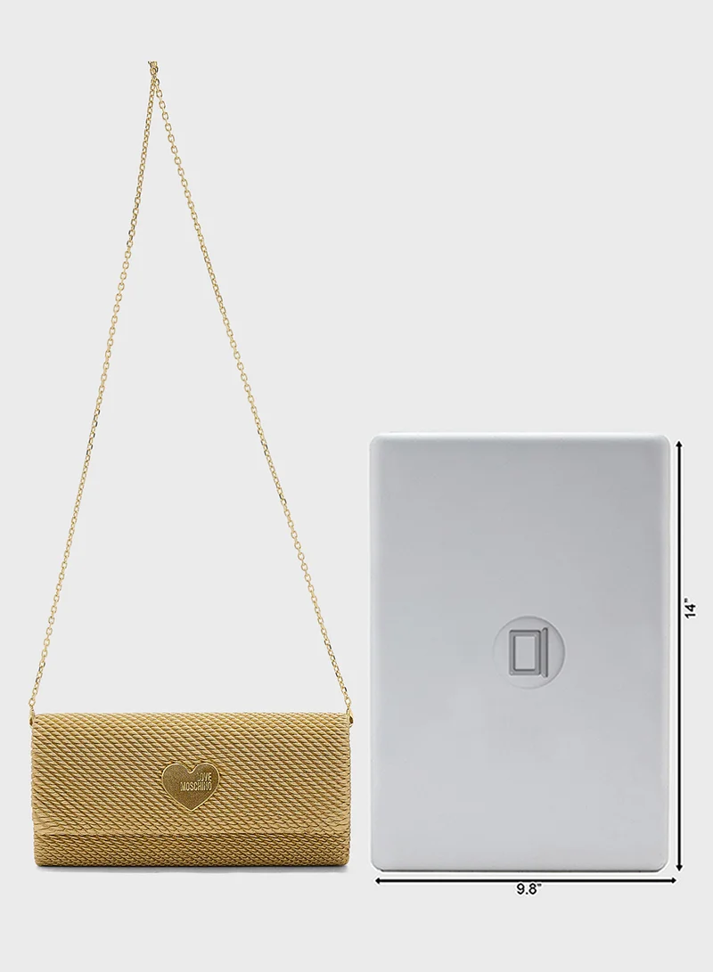 Love Moschino Chain Detailed Flap Over Crossbody