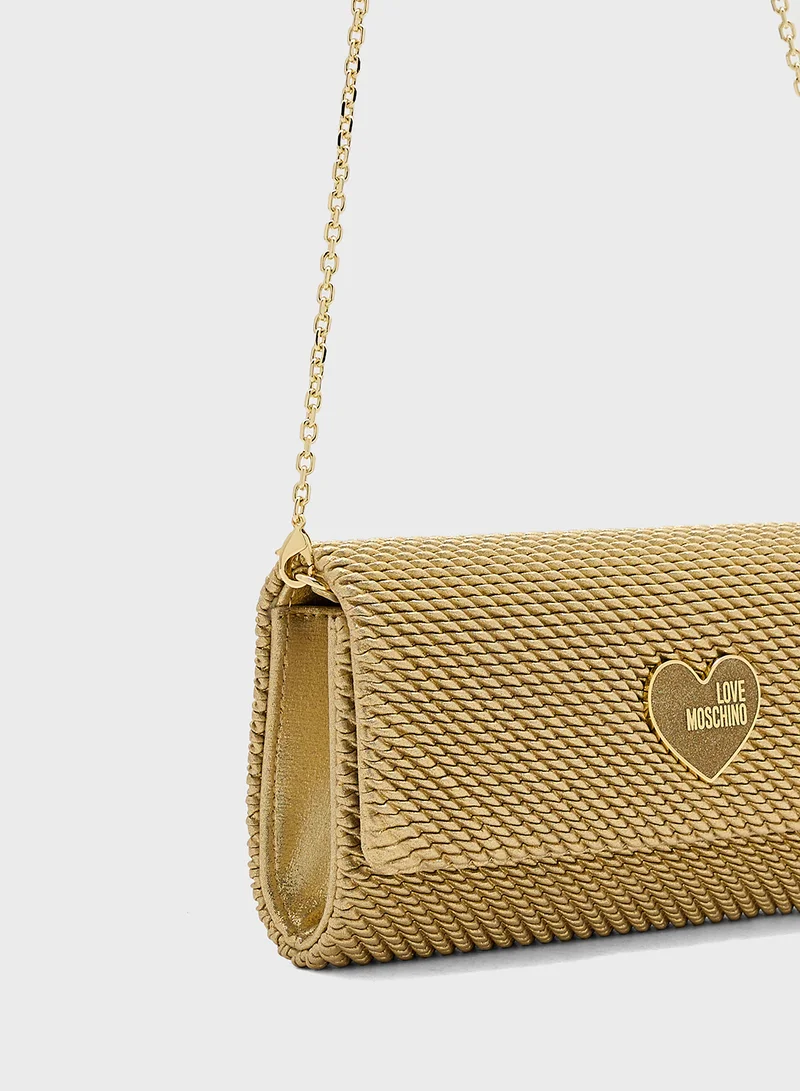 Love Moschino Chain Detailed Flap Over Crossbody