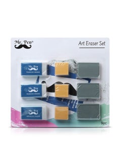 Mr. Pen Eraser Set With Kneaded Erasers Gum Erasers And Pencil Erasers Pack Of 9  - Image 1