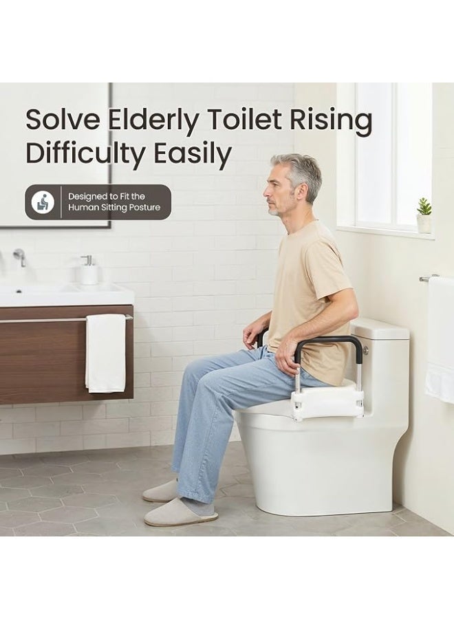 Raised toilet seat with 4.3-inch height handles, with adjustable height padded grab bars and rotating locking knob. - Image 3