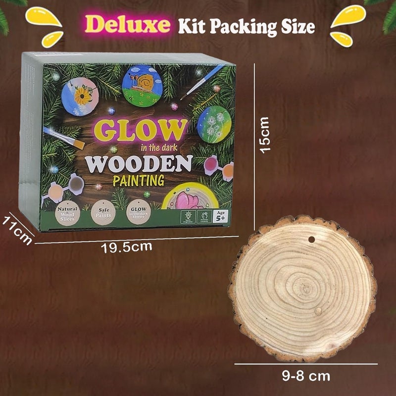 Home Smart Glow in The Dark Wooden Painting kit for Toddlers Kids Deluxe Wooden Painting set with wood slice - Image 3