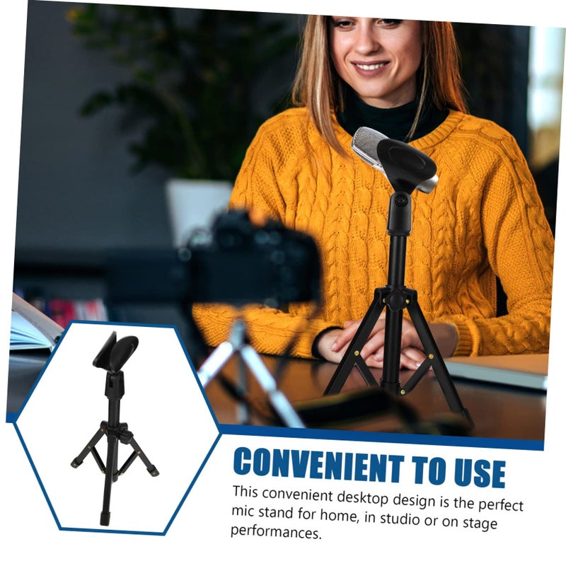 1 Set Portable Microphone Stand Tripod with Clip for Live Streaming Recording Office Use - Image 4