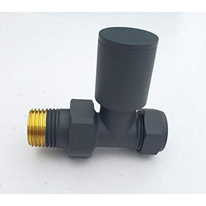 AUCHOIS ANTHRACITE STRAIGHT TOWEL RAIL VALVES 1/2" /15MM RADIATOR VALVES - Image 2