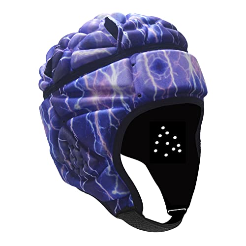 NICEYST Rugby Helmet Flag Football Padded Headgear Adjustable Soft Shell Headguard Head Protection Soccer Scrum Cap for Kids Youth (Purple) - Image 1