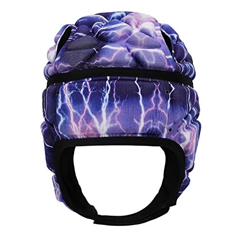 NICEYST Rugby Helmet Flag Football Padded Headgear Adjustable Soft Shell Headguard Head Protection Soccer Scrum Cap for Kids Youth (Purple) - Image 4
