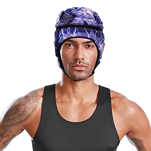 NICEYST Rugby Helmet Flag Football Padded Headgear Adjustable Soft Shell Headguard Head Protection Soccer Scrum Cap for Kids Youth (Purple) - Image 2