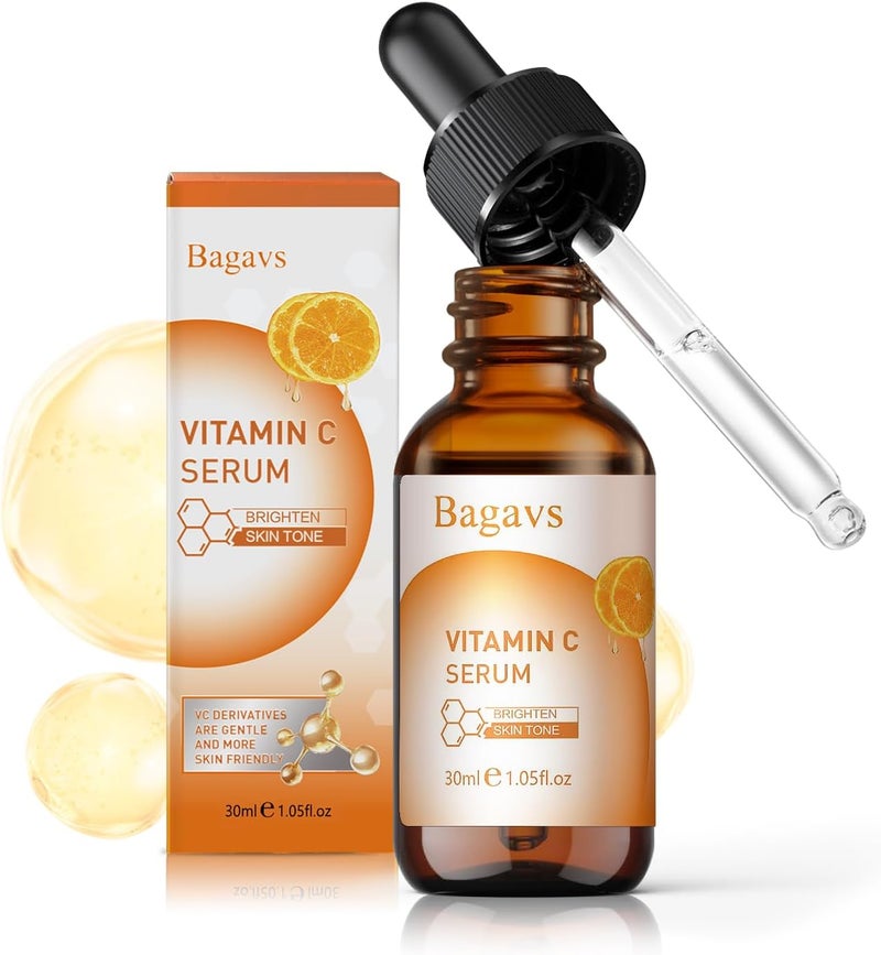 Vitamin C Brightening SerumFace Skincare Serum with Hyaluronic Acid Niacinamide Deep Hydration Fade Dark Spots Glow Boosting Skin Barrier Repair30ml