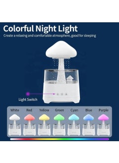 D & J SHOP Rain Cloud Humidifier Bluetooth Speaker LED 7 Multicolour Mood Relaxing Cute Mushroom Raining Dropping Waterfall Lamp for Better Sleep Wellness Meditation Rain Sounds  - Image 4