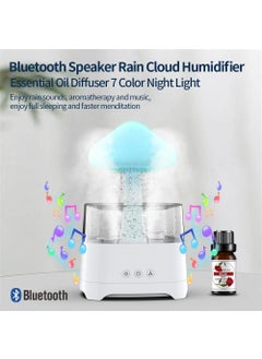 D & J SHOP Rain Cloud Humidifier Bluetooth Speaker LED 7 Multicolour Mood Relaxing Cute Mushroom Raining Dropping Waterfall Lamp for Better Sleep Wellness Meditation Rain Sounds  - Image 2