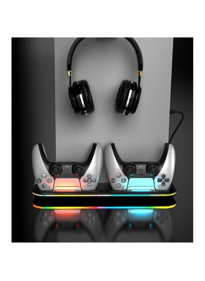 Saitake PS5 Stand and Cooling Station with Dual Controller Charging Station for PlayStation 5 Console, PS5 Accessories Incl. Controller Charger, Cooling fan, Headset holder (Fit 2023 PS5 -Fat-normal Versions) - Image 5