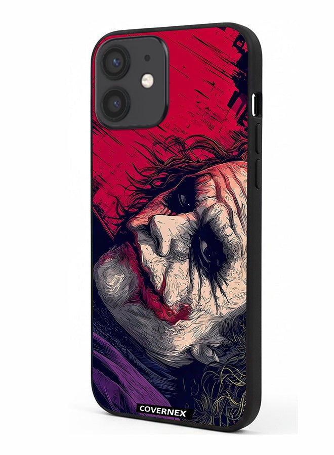 Covernex Apple iPhone 12 Mini Protective Case Cover Printed Featuring Textured Joker Portrait - Image 1