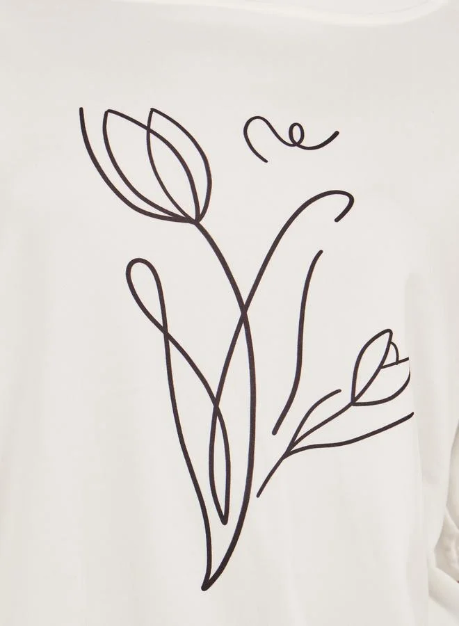 Styli Styli Women White Graphic Print Short Sleeve Oversized T-Shirt