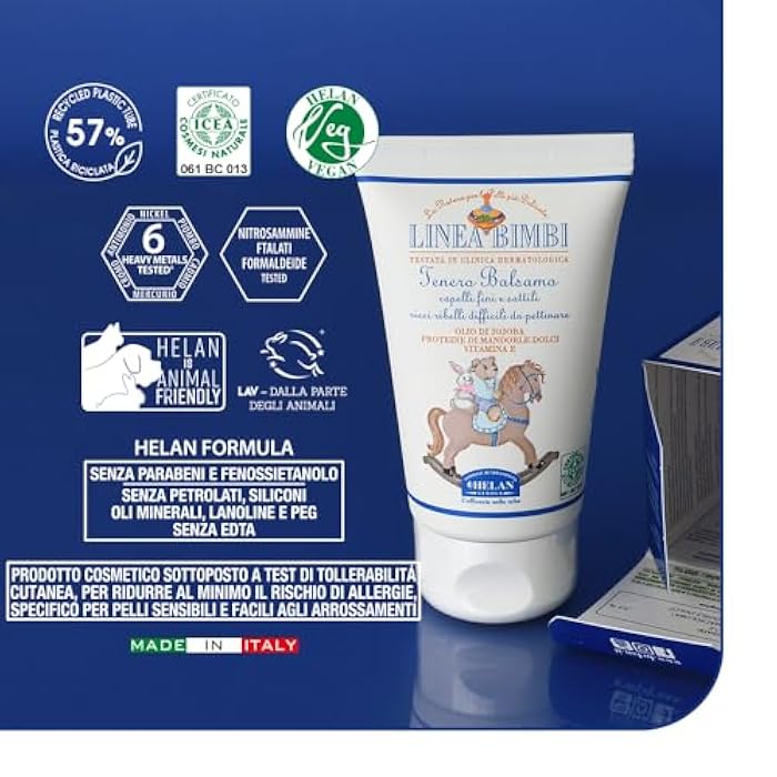 Helan Linea Bimbi - Gentle Hair Conditioner for Children, Detangler for Curly and Hard-to-Comb Hair for Boys and Girls, Paraben and Silicone Free with Jojoba Oil & Sweet Almond, Made in Italy, 50fl oz - Image 5