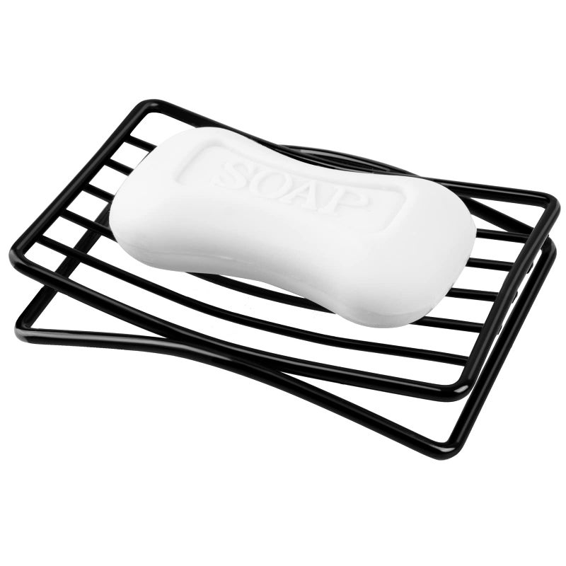GUUKAR Soap Dish Bar Soap Holder for Shower Bathroom Stainless Steel Selfdraining Sponge Holder for Kitchen Sink Bathtub Easy Cleaning Quick Dry Black