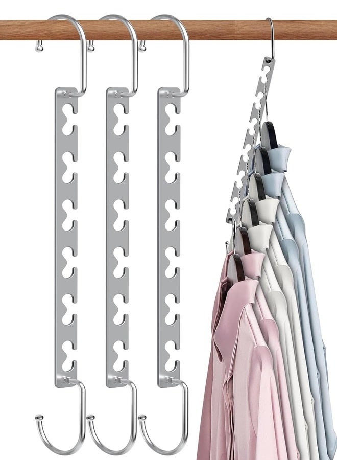 3 قطع من علاقات الملابس الموفرة للمساحة، علاقات معدنية متينة لتنظيم خزانة الملابس، علاقة ملابس سحرية متدلية - Image 1