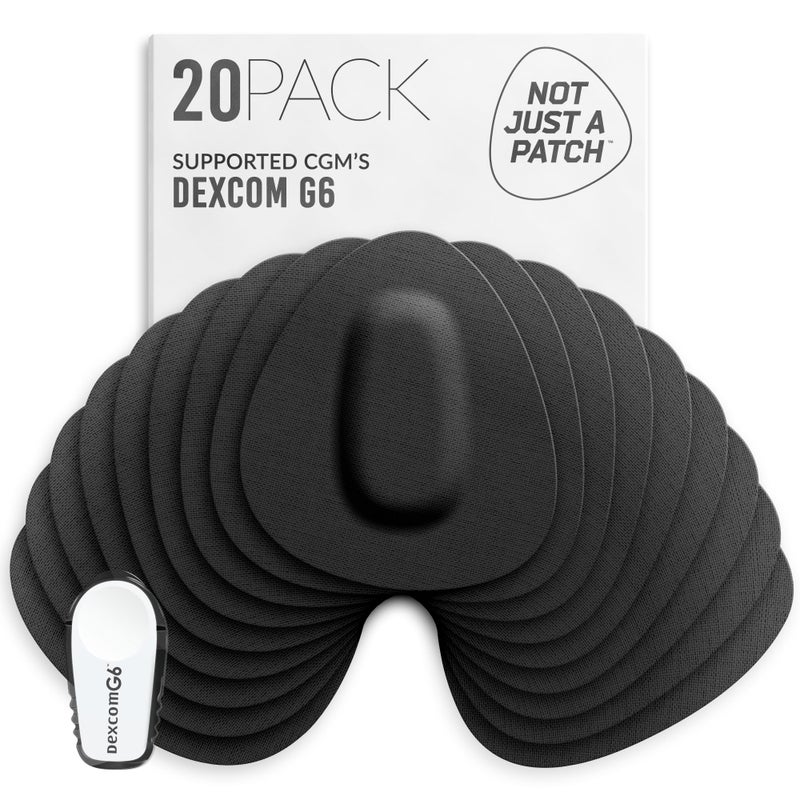 Not Just A Patch Dexcom G6 Adhesive Patches 20 Pack Dexcom G6 Stickers Adhesive Patches for Skin Water Resistant Dexcom Overpatch G6 for Active Lifestyle 1014 Days Black