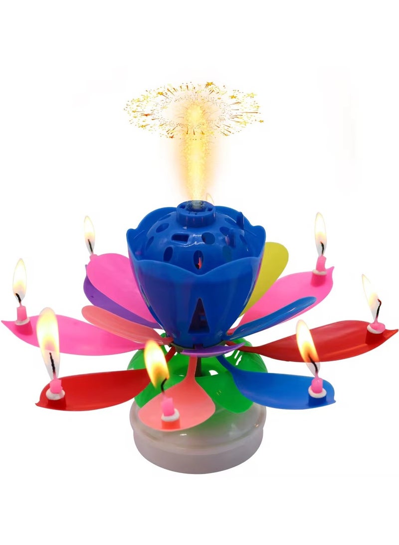 Birthday Flower Rotating Music Candle , 11.5 x 6cm Blooming with Melody, Safe for Kids & Parties - Image 1