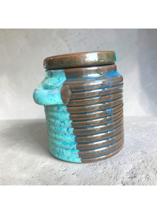 color zone pottery A 10cm earthenware or ceramic pot that can withstand indirect heat, flame, or oven heating. - Image 1