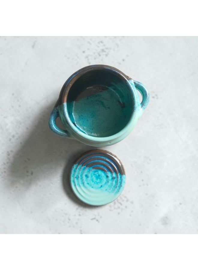 color zone pottery A 10cm earthenware or ceramic pot that can withstand indirect heat, flame, or oven heating. - Image 3