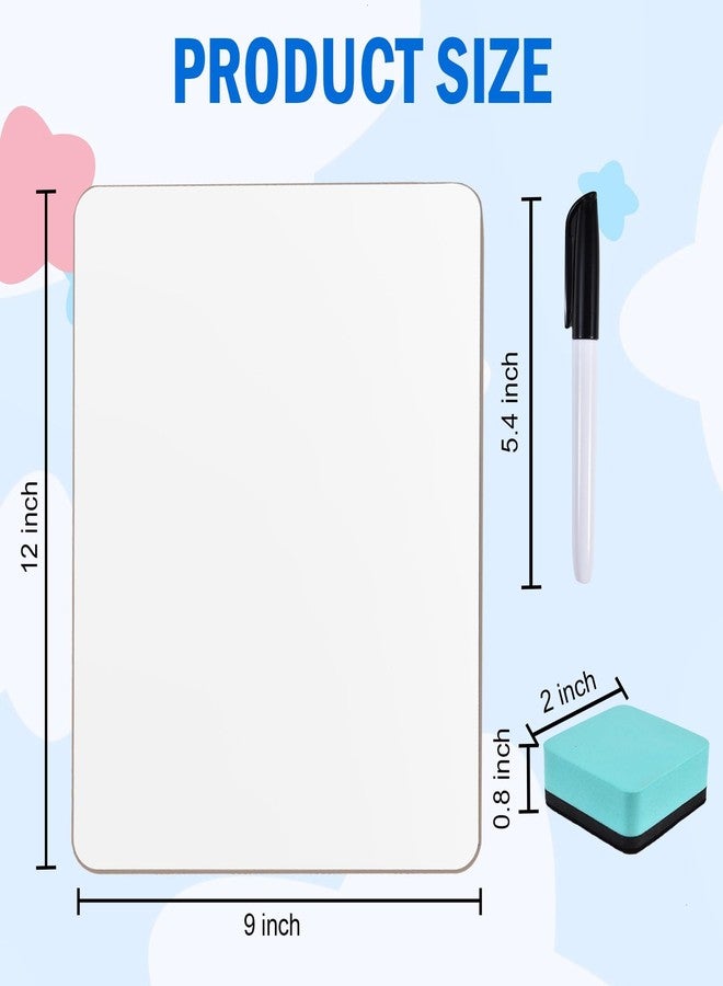 COYMOS 6 Pack Small Dry Erase Boards Classroom Pack 12 x 9 Inch Double Sided Mini White Boards Portable Dry Erase LapBoards for Teacher Supplies with 6 Erasers and 6 Markers - Image 3