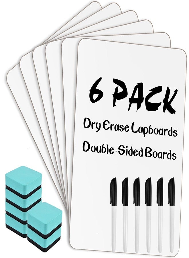 COYMOS 6 Pack Small Dry Erase Boards Classroom Pack 12 x 9 Inch Double Sided Mini White Boards Portable Dry Erase LapBoards for Teacher Supplies with 6 Erasers and 6 Markers - Image 1