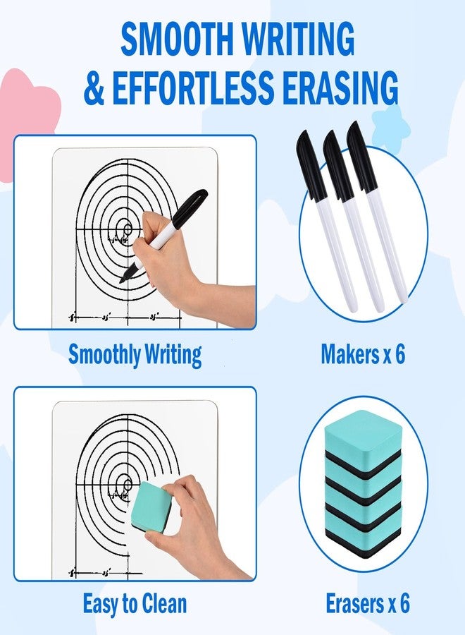 COYMOS 6 Pack Small Dry Erase Boards Classroom Pack 12 x 9 Inch Double Sided Mini White Boards Portable Dry Erase LapBoards for Teacher Supplies with 6 Erasers and 6 Markers - Image 4