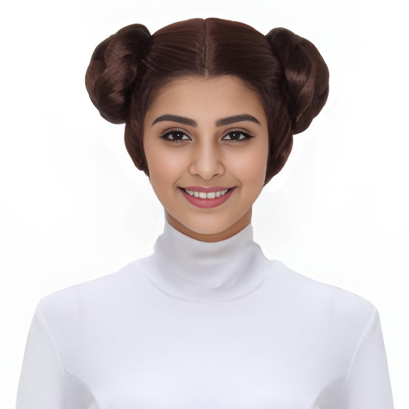 Yan Dream Women Girls Center Party Short Brown Princess Hair Cosplay Costume Halloween Anime Wig with Bun