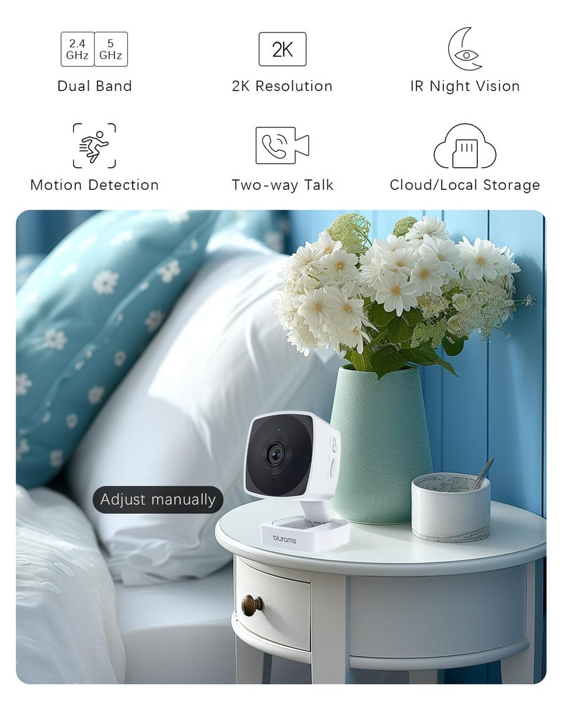 blurams Cameras for Home Security 5G&2.4G, 2K Security Camera Indoor, Pet Camera with Phone App, Indoor Camera w/AI Motion Detection, 2-Way Audio, Compatible with Alexa&Google Home Assistant - Image 2