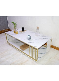 NKX White Marble finish Top 2 Tier Modern Living Room Home Sofa Table  - Image 1