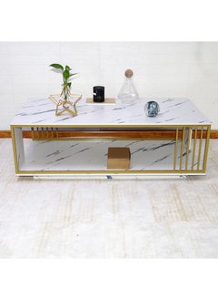 NKX White Marble finish Top 2 Tier Modern Living Room Home Sofa Table  - Image 2